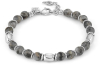 Nm 027930/081 Браслет INSTINCT "СЕРАЯ ЯШМА" размер 18-21 см, синтетический шнур, сталь, камни