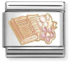 Nm 430202/23 Звено CLASSIC символ "КНИГА" сталь/золото 375°/эмаль